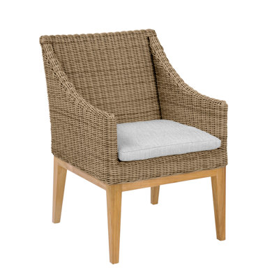 Frances Teak Patio Dining Chair with Cushion (Set of 2)