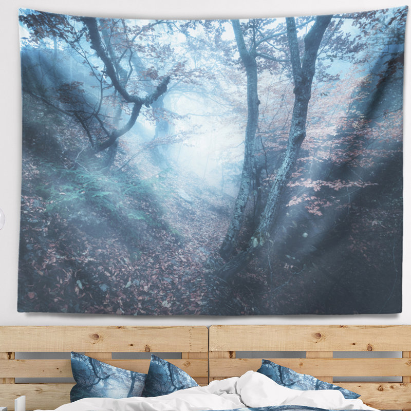 Paysage d'automne en tapisserie forêt, H 32 po x l 39 po