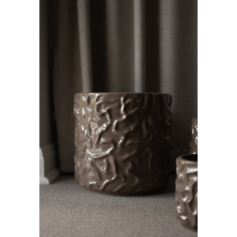 Vase de table en céramique Josephine, Grège, H 9,45 po x l 4,75 po x P 4,75 po