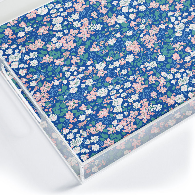 Cassidy Rae Marietta Swiss Cross Remix Acrylic Tray, Blue/Pink, Floral
