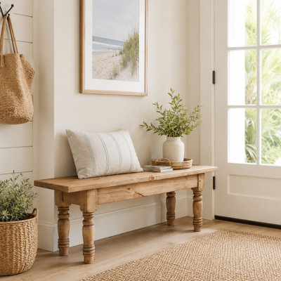 4' Rustic Solid Wood Bench Seat