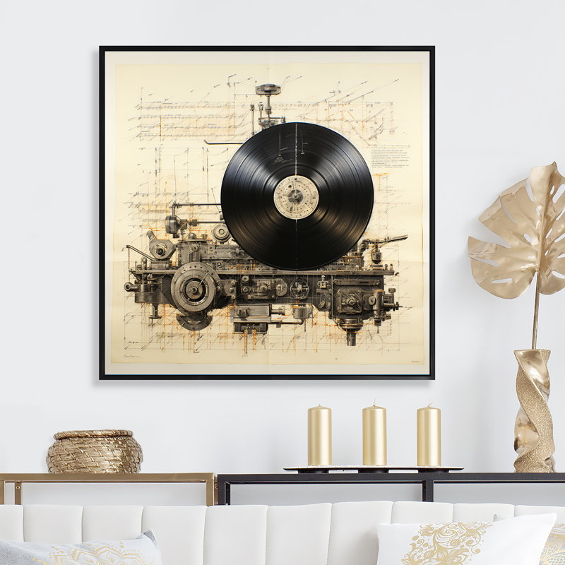 Schéma II sur toile, Cadre flottant noir, H 36 po x l 36 po
