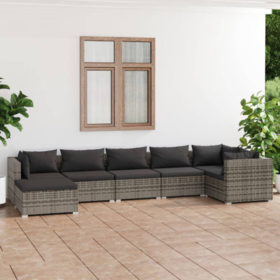 Garden Lounge Set Grey and Anthracite Outdoor Patio Seating Furniture Modern Design