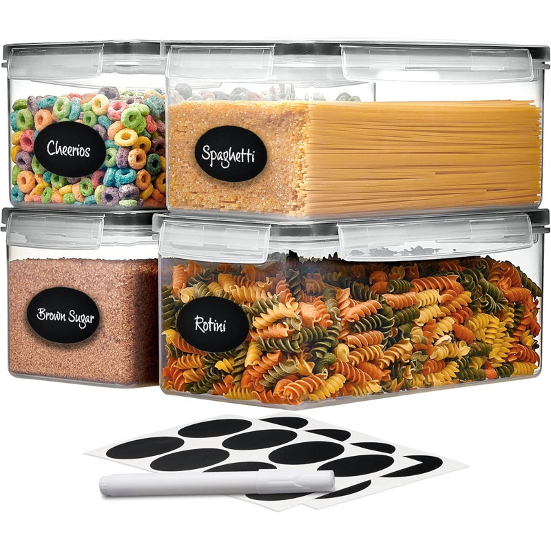 Airtight Food Storage Containers Set Of 4 - Pasta Storage Containers For Pantry Organization And Storage, BPA Free Spaghetti Container, Air Tight House Kitchen Storage Containers With Lids