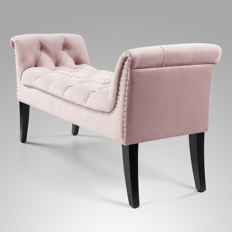 Denno Polyester Upholstered Bench, Pink