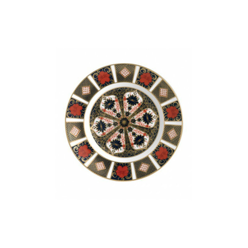 Imar Handmade Bone China Salad/Dessert Plate, Black/Red