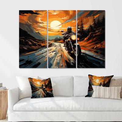 Expressionniste, tour de moto II - ensemble d'art sur toile