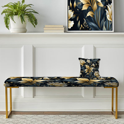 Banc floral rembourré or