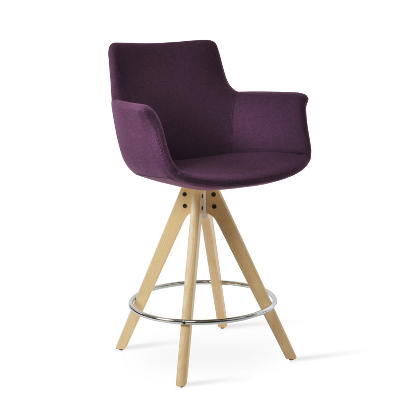 Tabouret de comptoir et de bar, Naturel, Tabouret de bar (siège d'une hauteur de 29 po), Laine marron foncé