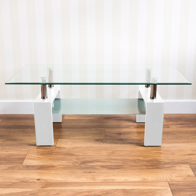Breanna Solid Coffee Table with Storage, White