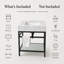 30" Natural Carrara Marble Console Bathroom Vanity with Sink, Black Stainless Steel Frame and Glass Shelf-1572645740-1556390638