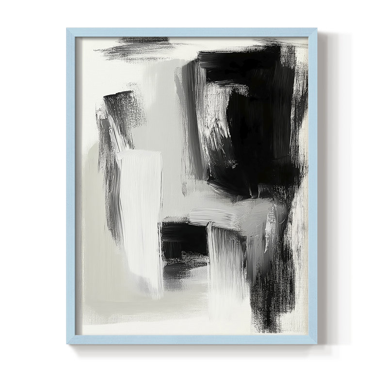 Reproduction encadrée ABSTRACT Series DCCLxx - Bois massif, H 15 po x l 12 po, Bleu