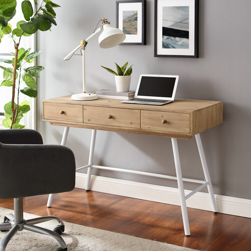 Guercio Wood and Metal Writing Desk, White
