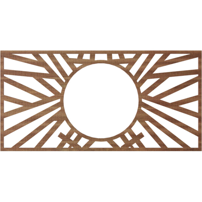 24"W x 12"H x 8 7/8"ID x 3/8"T Hoover Wood Fretwork Pierced Ceiling Medallion, Alder, Walnut, 14" H x 28" W x 0.38" D