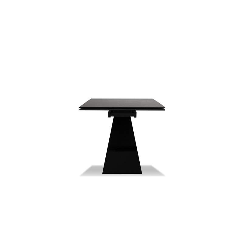 Extendable Glass Top Metal Base Dining Table