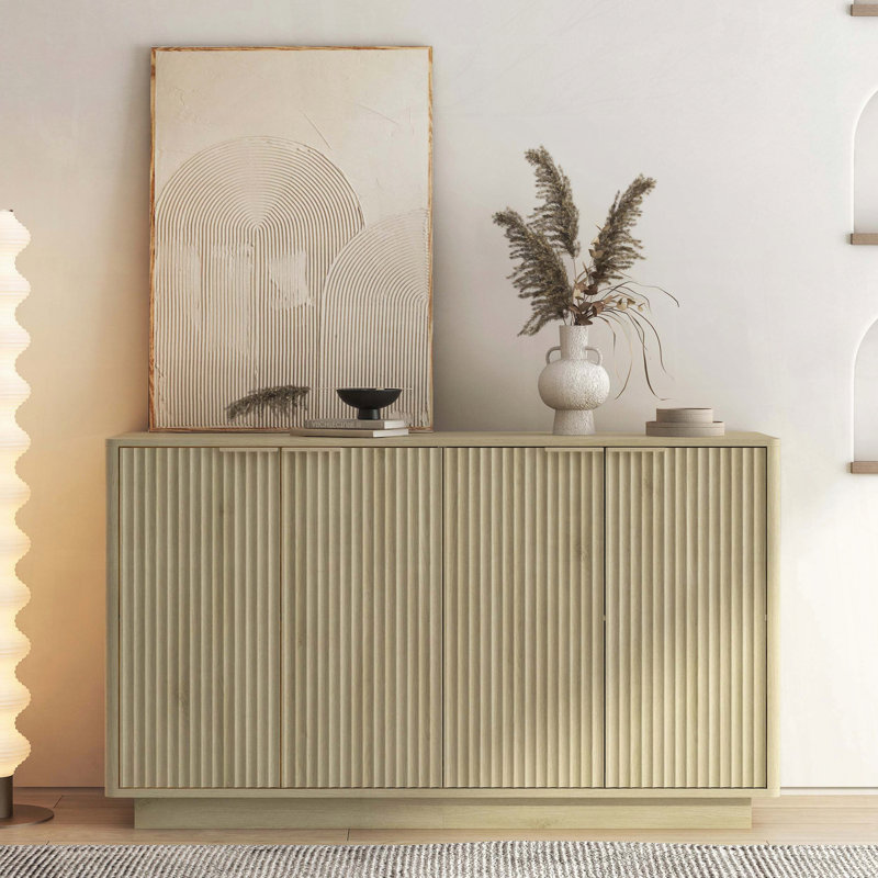 Wood Modern Fluted Buffet Cabinet