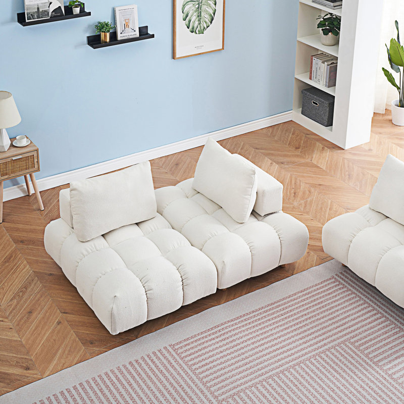 Canapé 2 places Mid-Century, 2, Beige