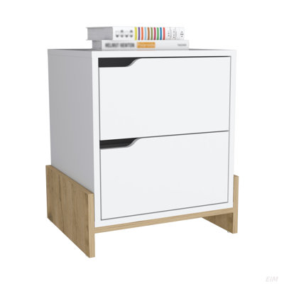  Haines Nightstand with 2-Drawers 20" H, End Table with Sturdy Base, Bedroom