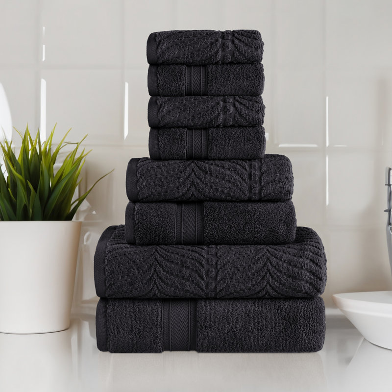 Ensemble de serviettes de salle de bain 8 pièces Alcesta, Noir