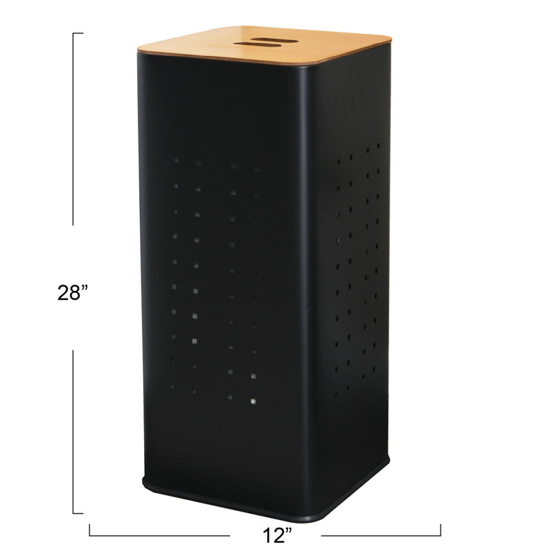 Laundry Hamper with Handles, Black/Brown