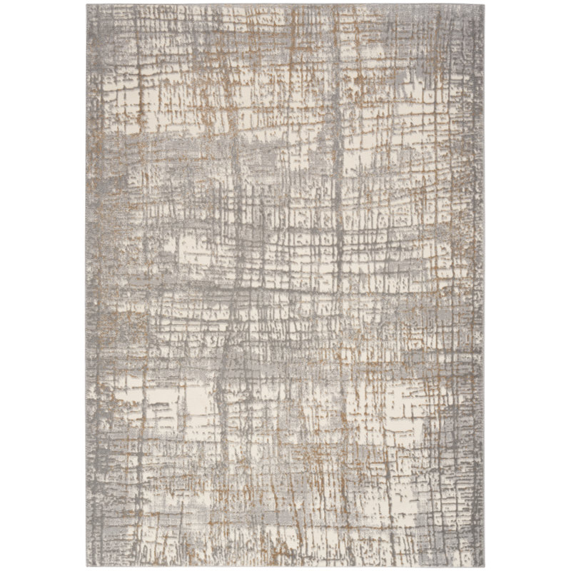CK950-IVGRY Abstract Indoor Rug, Rectangle 3'2" x 5'