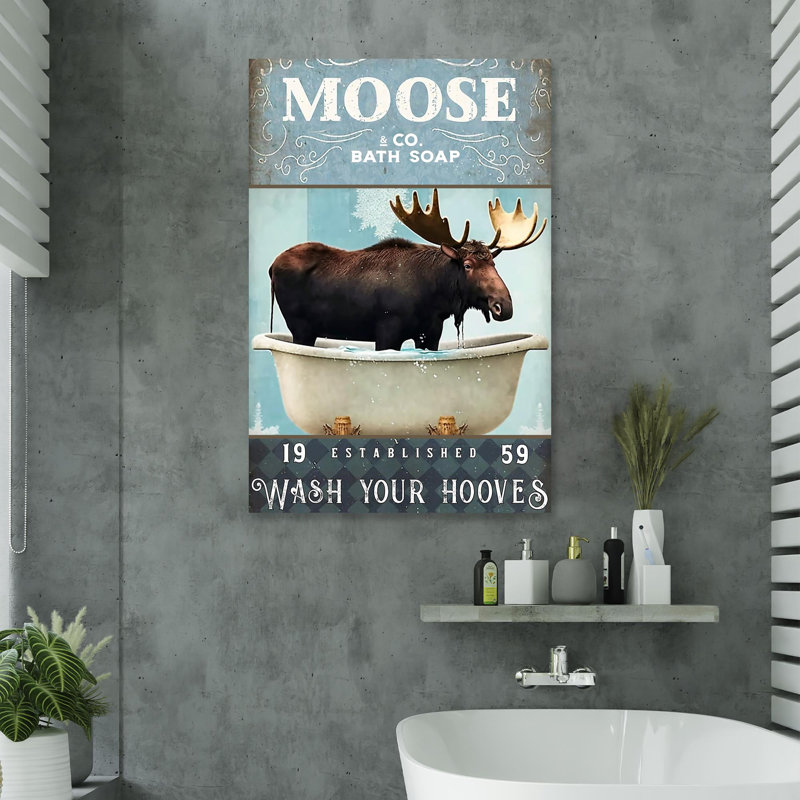 Moose Bath Soap 2 - 1 Piece Rectangle Graphic Art " Moose Bath Soap 2 " Graphic Art Print, 14" H x 11" W x 1.25" D