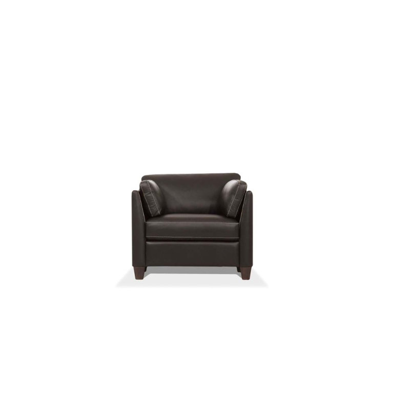 Camire 36" Wide Genuine Leather Armchair, Chocolate Genuine Leather