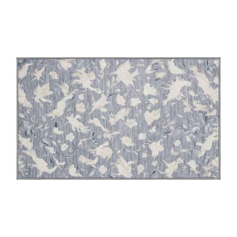 Tapis gris lavable à la machine, Rectangle 6 pi x 9 pi