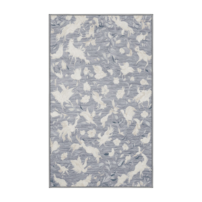 Tapis gris lavable à la machine, Rectangle 8 pi x 10 pi