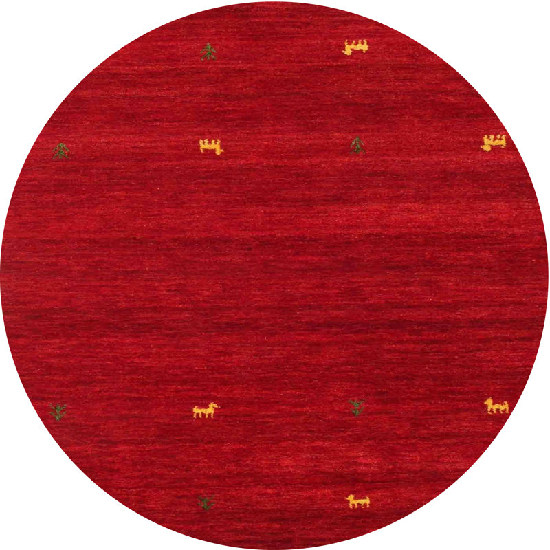 Tapis de zone rouge/jaune contemporain Zheng, Rond 3 pi
