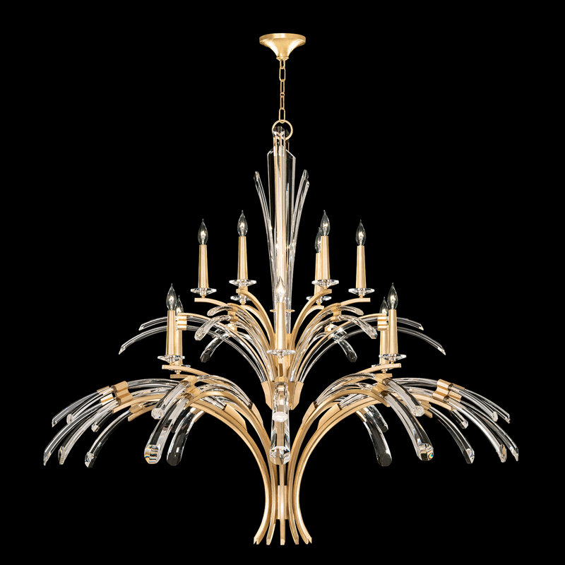 Trevi 12 - Light Chandelier, Gold Leaf