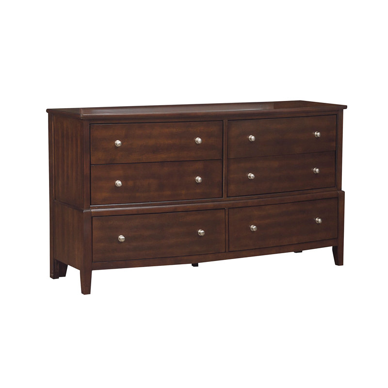 Commode 6 tiroirs Jacqueline, Cerise foncée