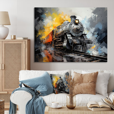 «Yellow Gray Train Translucent Rhythms» sur impression sur toile
