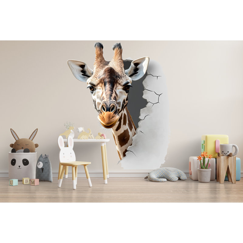 Adhésif décoratif 3D chambre de bébé girafe - chambre d'enfant amusante, décor de jungle safari 026Mv, H 24 po x l 13 po