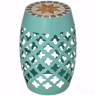 12" Patio Round Side Table, Outdoor Footstool, Garden Mosaic Accent Side Table, Plant Stand