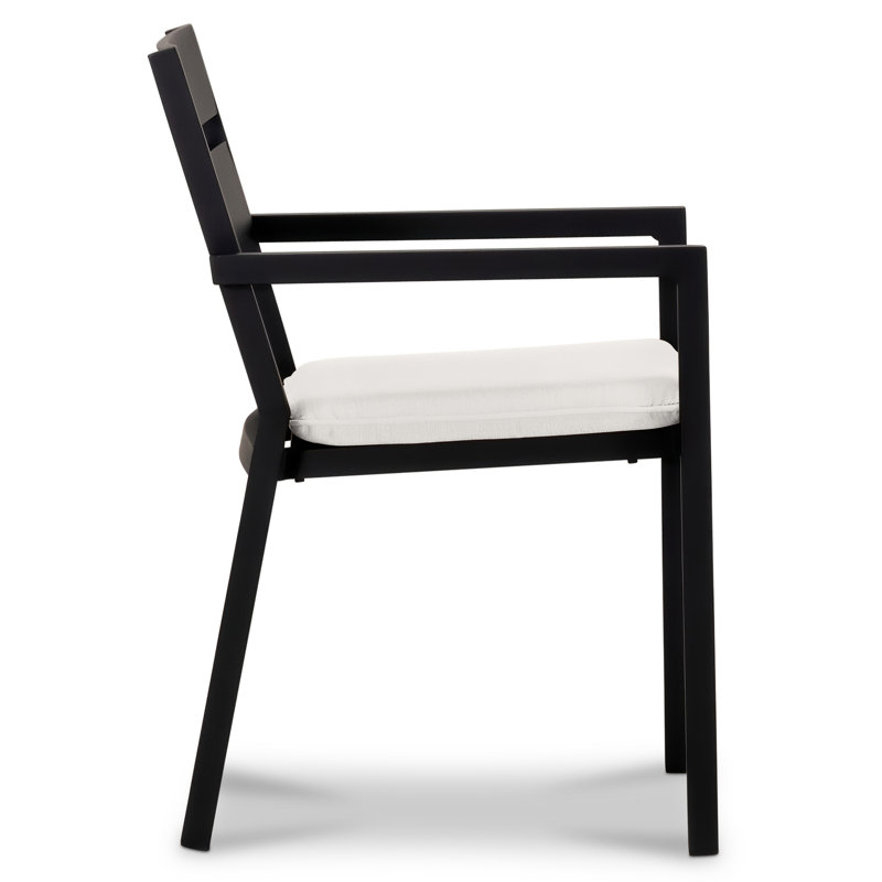 Pacifica Outdoor Dining Armchair, Black, Canvas Natural Sunbrella® Canvas