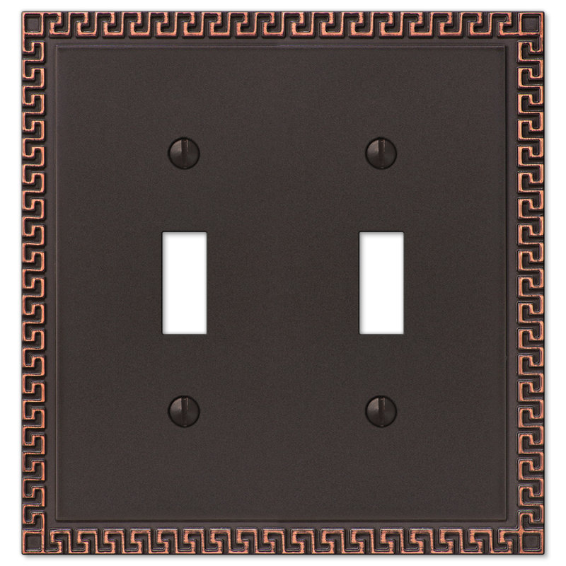 Greek Key Bronze Double Toggle Light Switch Wall Plate