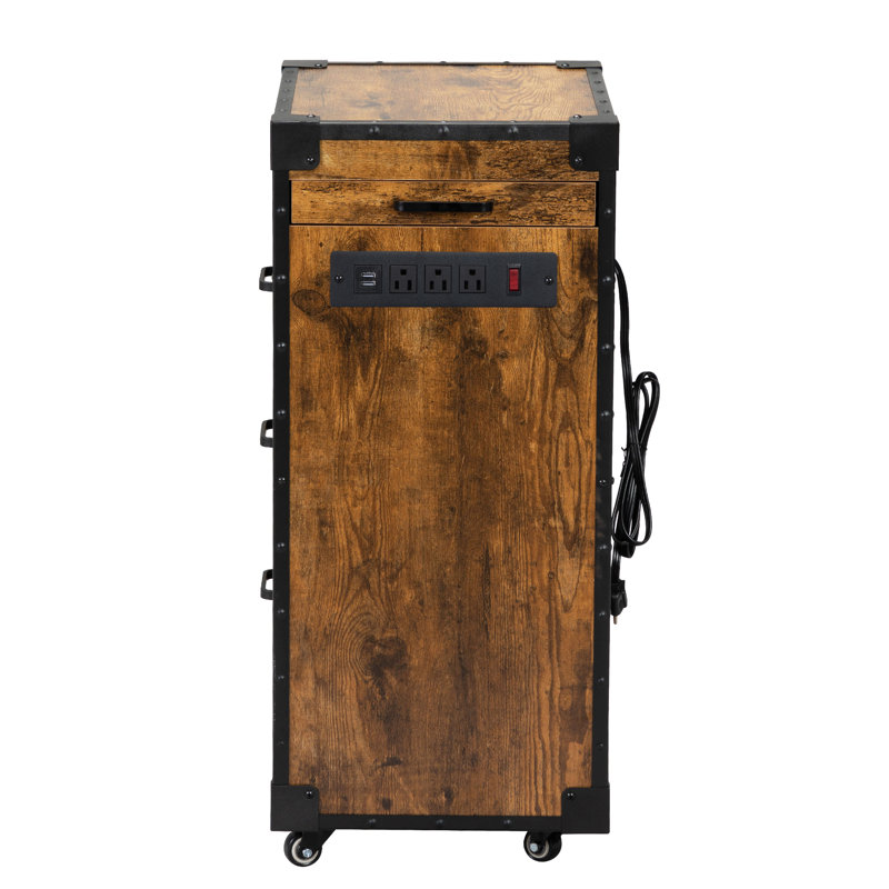Industrial Brown Rolling Salon Cart with Iron Frame and Drawers