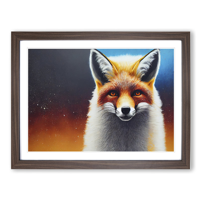 Welcoming Fox - Framed Print, 25cm H x 34cm W x 2cm D, Walnut Framed