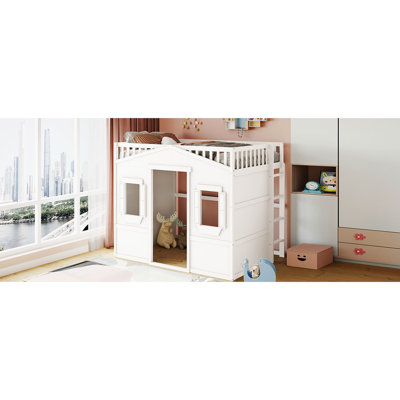 White Loft Bed With - Built Solid Wood For Unmatched Stability Full Size In Crafted Expertise From