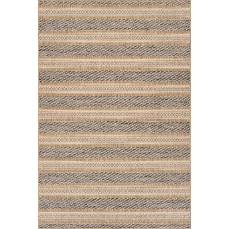  Riselia Indoor/Outdoor Abstract Area Rug, Rectangle 4' x 6', Light Gray