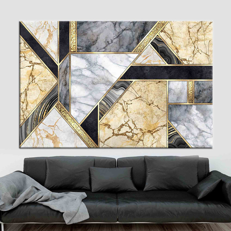 Marble Art Canvas With Accents And Shimmery Wall Decor For A Luxurious Modern Printed Look, Does Not Apply, 60 cm H x 90 cm W