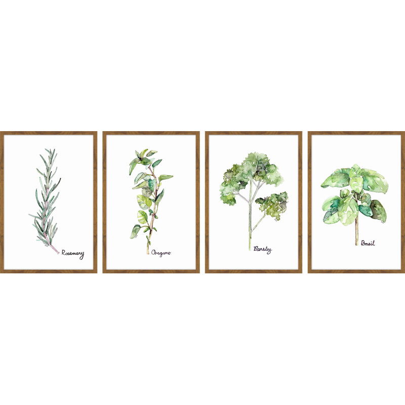 «Herb Squad Quadrupych», ensemble de 4 reproductions de peintures à l'aquarelle encadrées, H 36 po x l 24 po x L 1,5 po