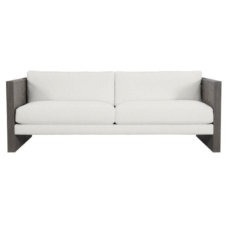 Madura 85.5" Wide Outdoor Teak Patio Sofa with Cushions, Cream Outdoor Poly 6070-002