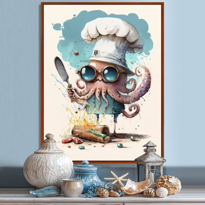 Pieuvre dans la cuisine - reproduction sur toile