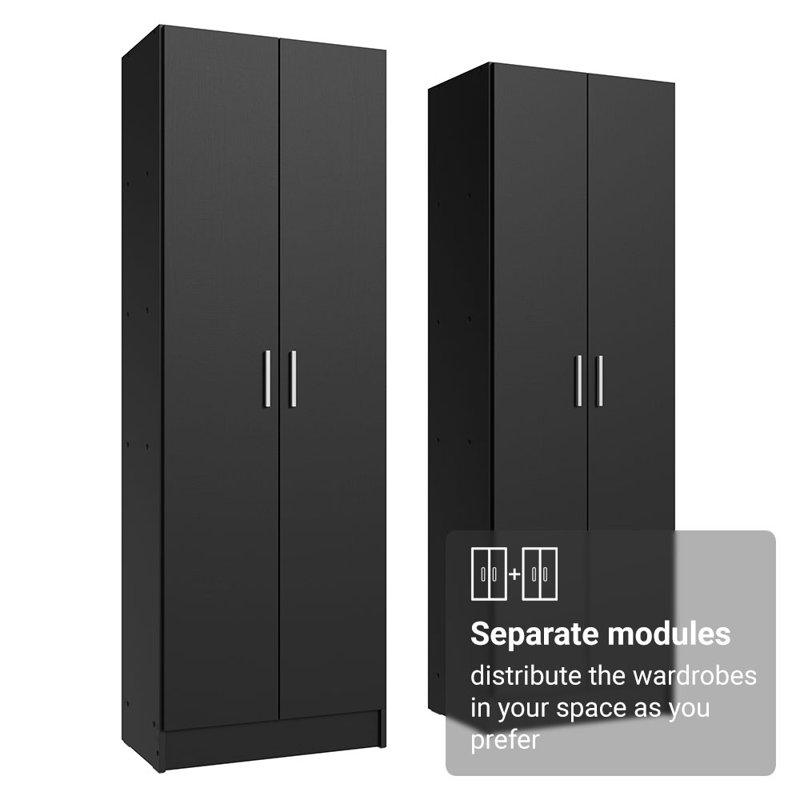 Hokku Designs Armoire garde-robe avec garde-robe et garde-robe avec 4 portes et 10 tablettes utilitaires 