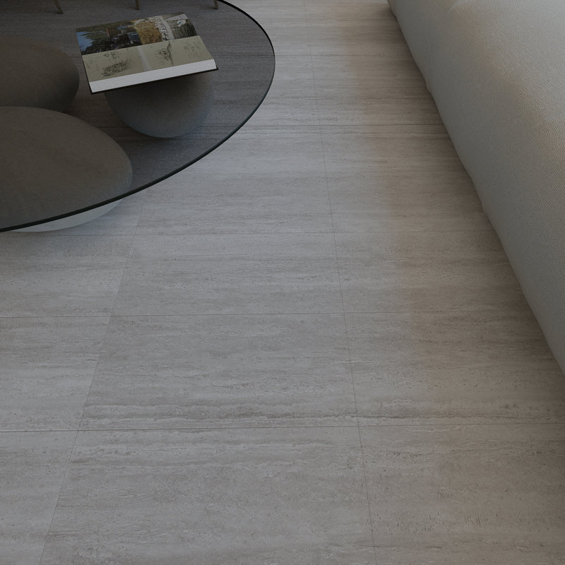 Nova 12" x 24" Travertine Vein Cut Matte Porcelain Tile, Bianco White