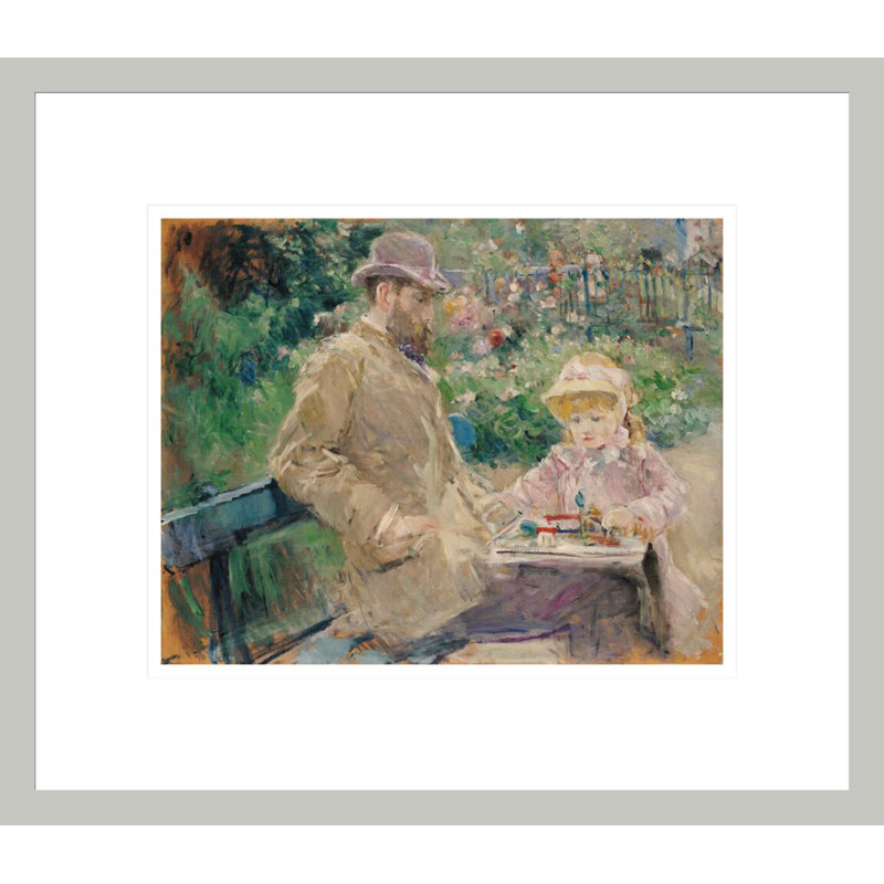 Eugène Manet et sa fille dans le jardin à Bougival par Berthe Morisot - Estampe numérique encadrée, H 13,75 po x l 15,83 po