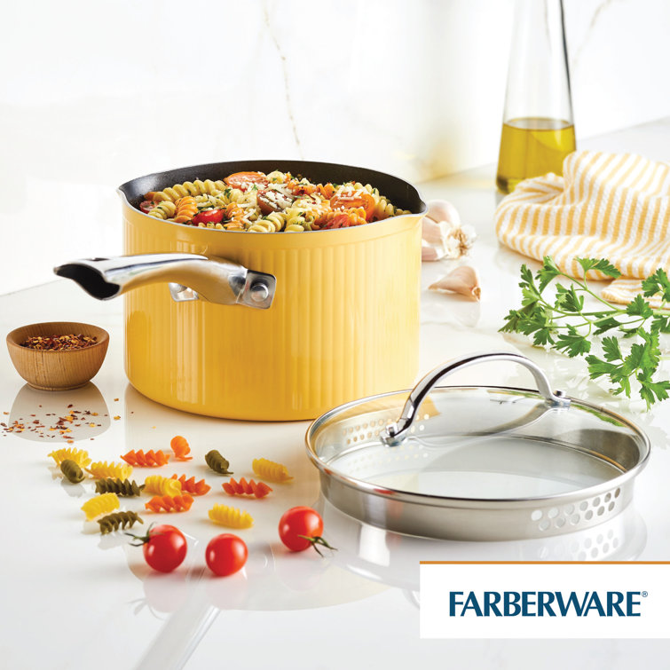  Farberware Style Nonstick Cookware Straining Saucepan with Lid,  Dishwasher Safe, 3 Quart - Yellow: Home & Kitchen