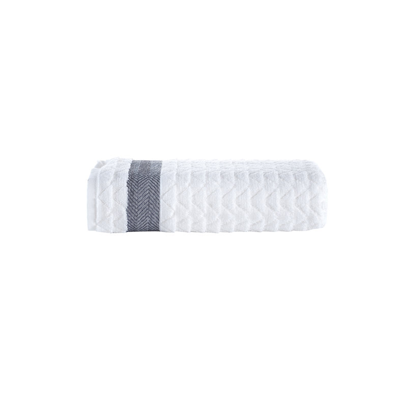 Turkish Cotton Plush Jacquard Bath Towel, White